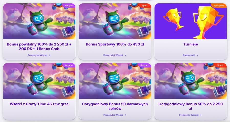 Oferty bonusowe oferowane przez kasyno Robocat