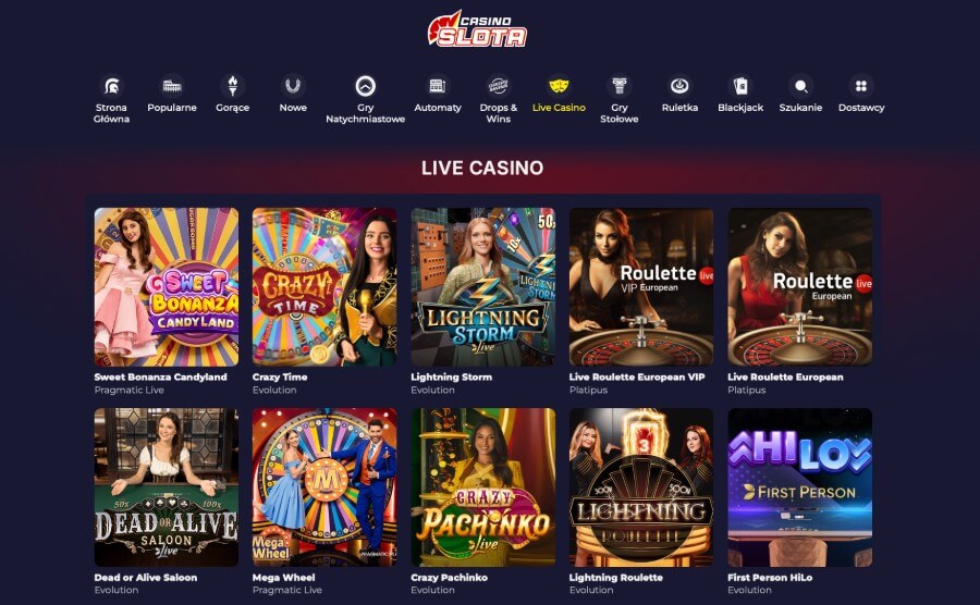 Kasyno na żywo w Slota Casino