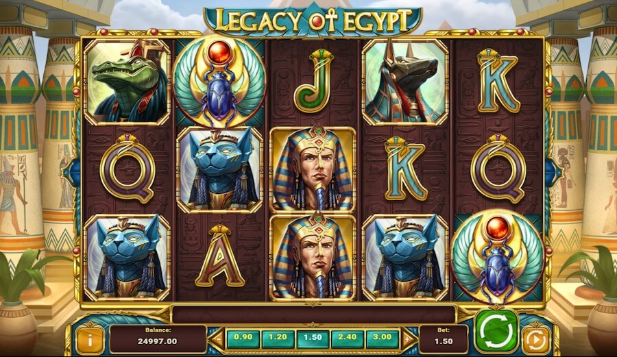 Slot Legacy of Egypt losowe ułożenie bębnów.