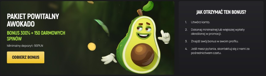 Bonus powitalny dla nowych graczy w AvoCasino