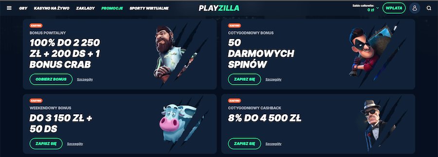 Bonus powitalny Playzilla - dodatkowe promocje