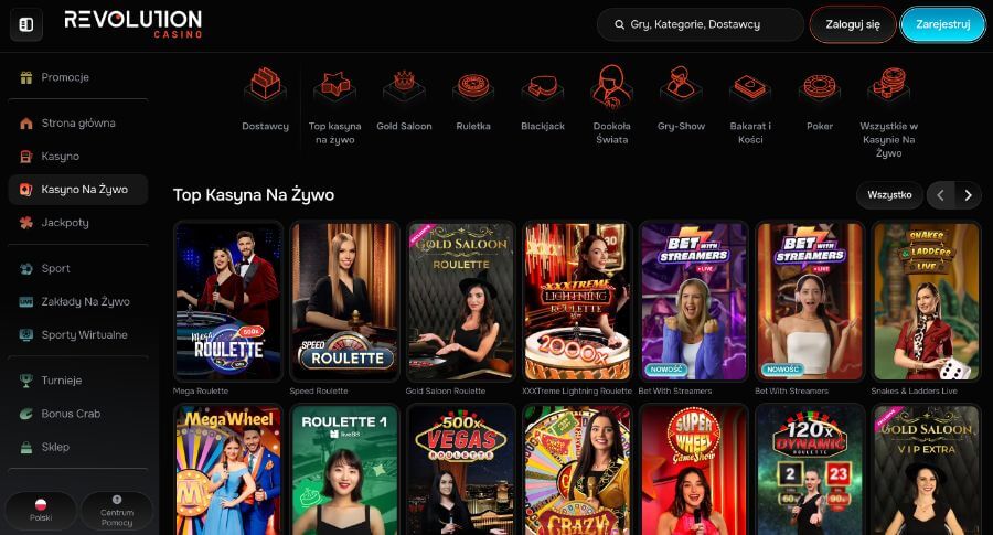 Revolution Casino - kasyno na żywo