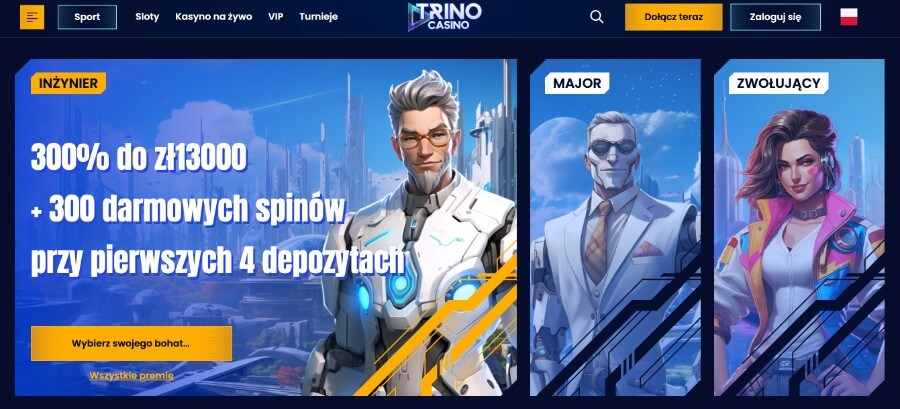 Trino Casino – do 13 000 zł i 300 darmowych spinów