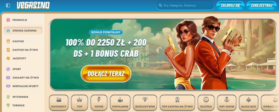 Vegasino – do 2250 zł, 200 darmowych spinów i 1 bonus crab