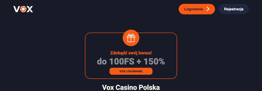 Strona startowa Vox Casino.