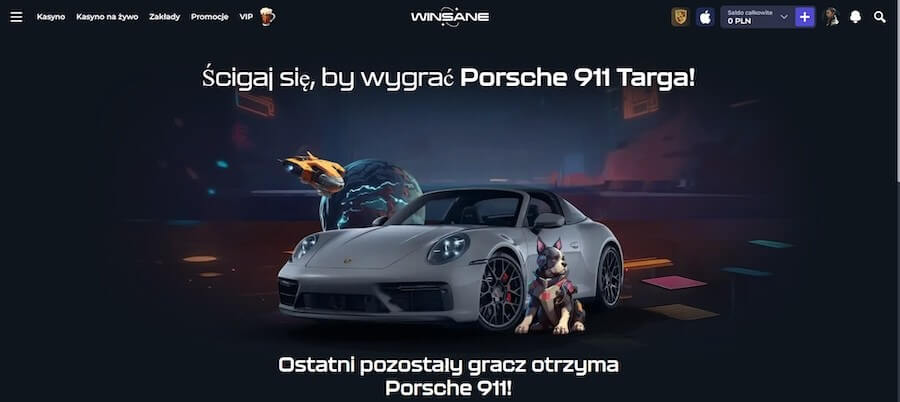 Nagroda w turnieju w kasynie Winsane - Porsche 911 Targa.