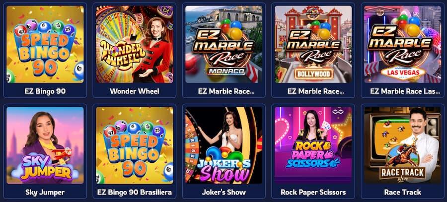Zrzut ekranu sekcji teleturniejów w BirdSpin Casino