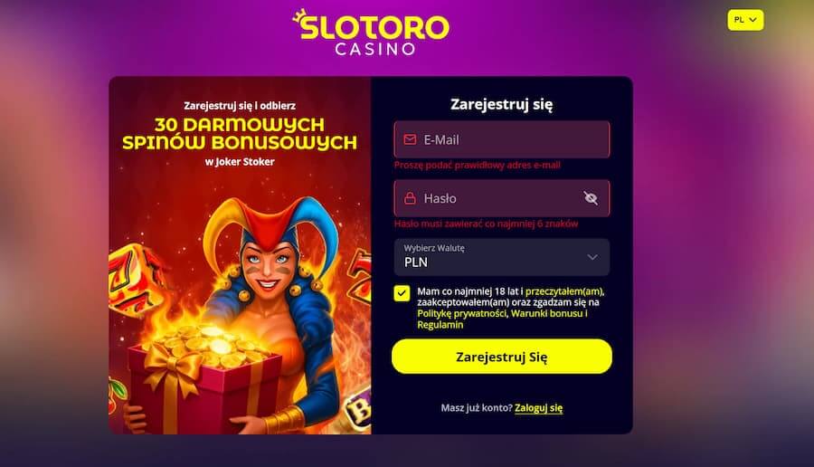 Bonus bez depozytu w kasynie Slotoro