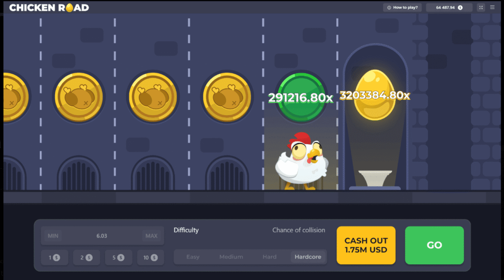 Zrzut ekranu z rozgrywki w Chicken Road
