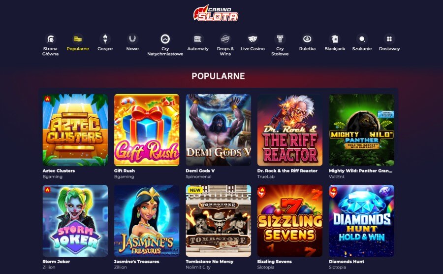 Gry dostępne w Slota Casino