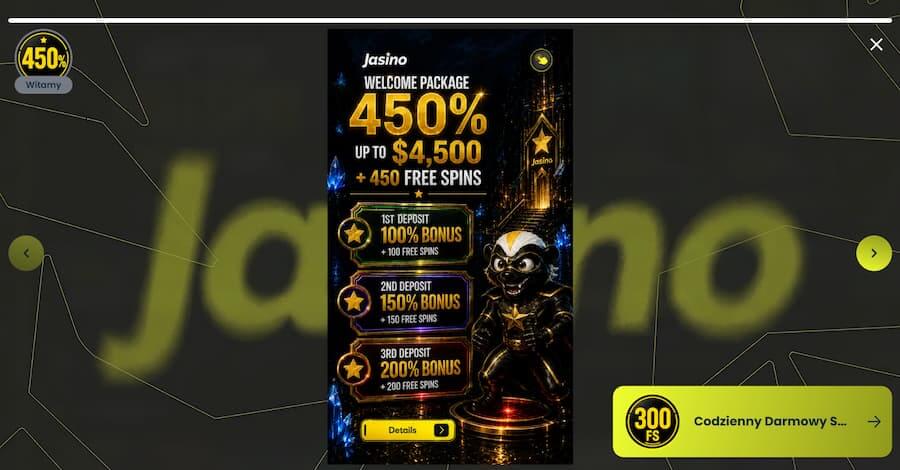 Bonus powitalny Jasino podczas testu