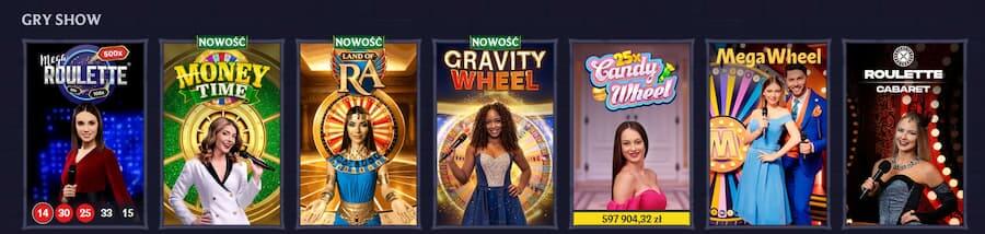 Zrzut ekranu z sekcji game shows w LolaJack Casino podczas testu