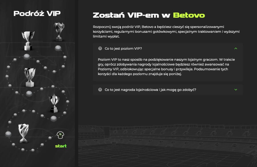 Program vip w kasynie Betovo