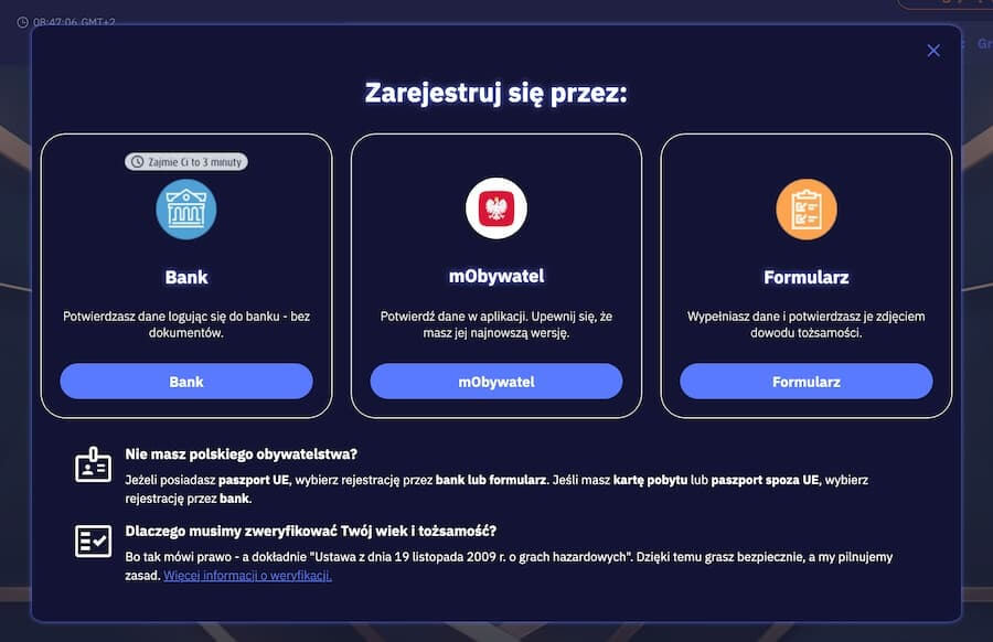 Rejestracja Konta w kasynie Total Casino